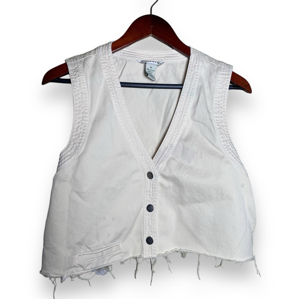 ALTERED Orvis White Denim Women's Sleeveless Vest, Cropped, Size Medium
